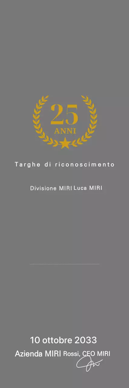 Semplice targa di ringraziamento