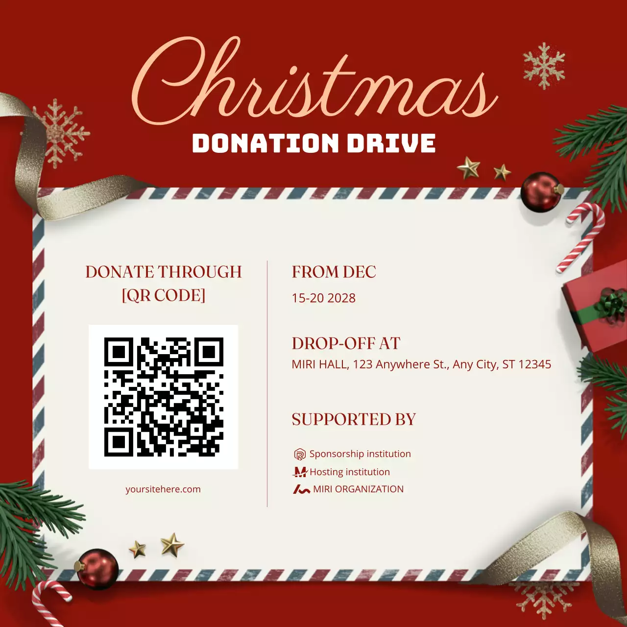 Red Traditional Donation Promotion Social Media Post