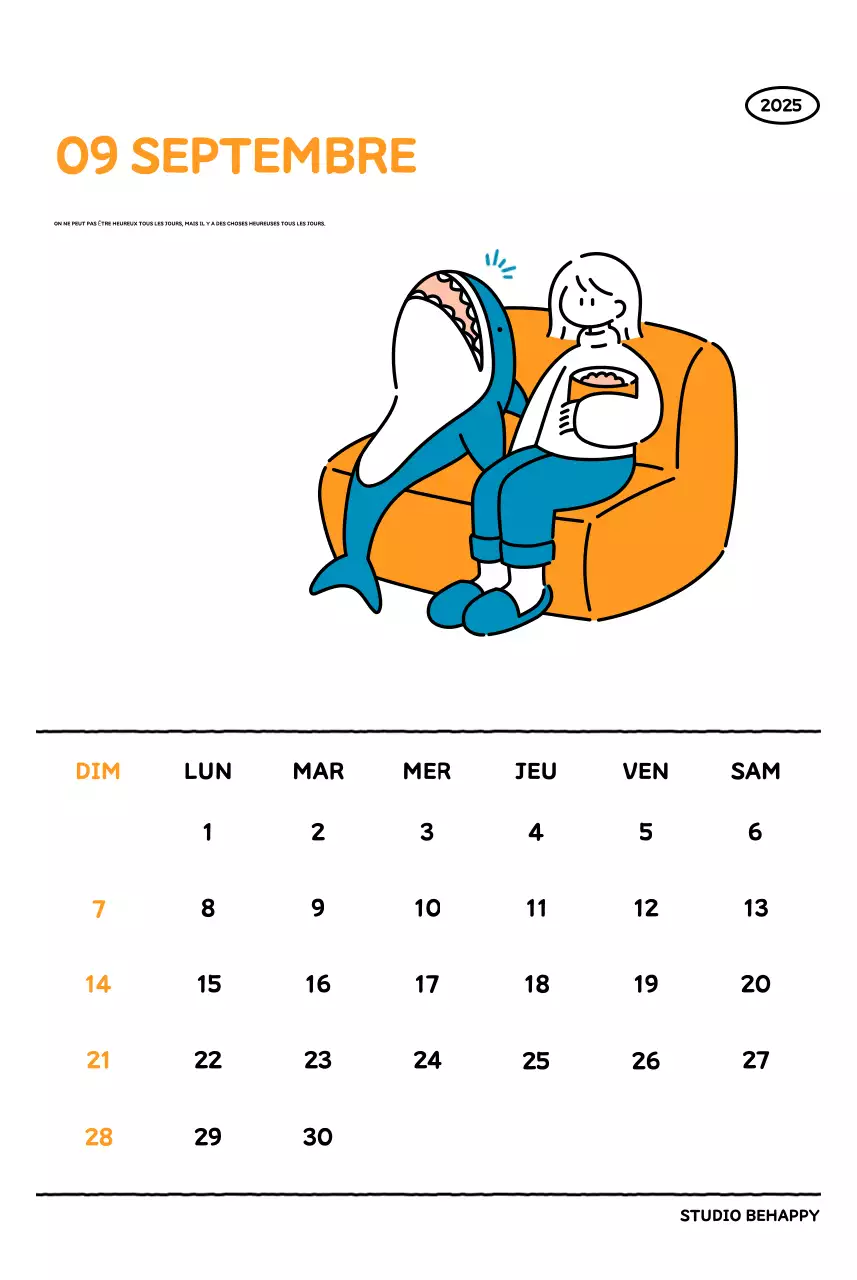 Calendrier illustré avec un joli style de lignes