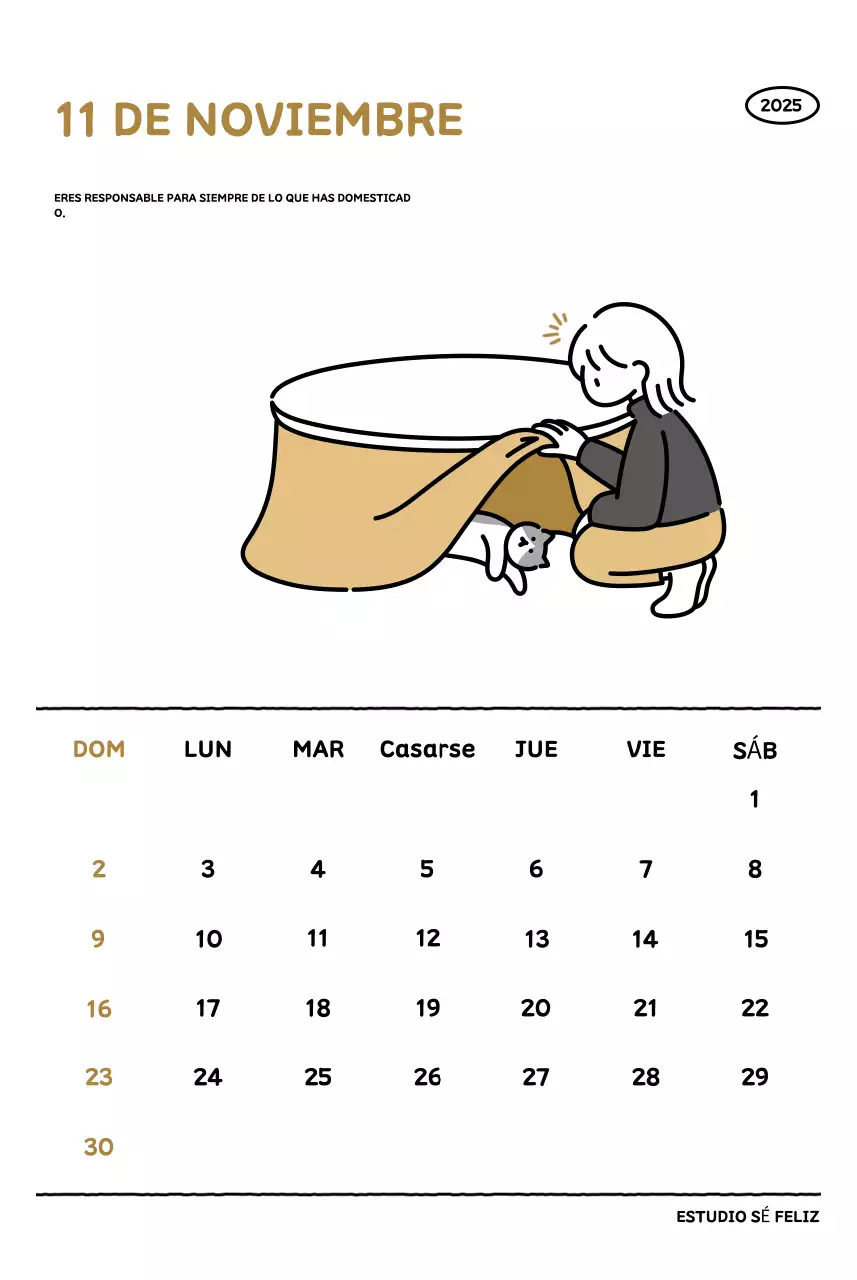 Calendario ilustrado con un bonito estilo de líneas