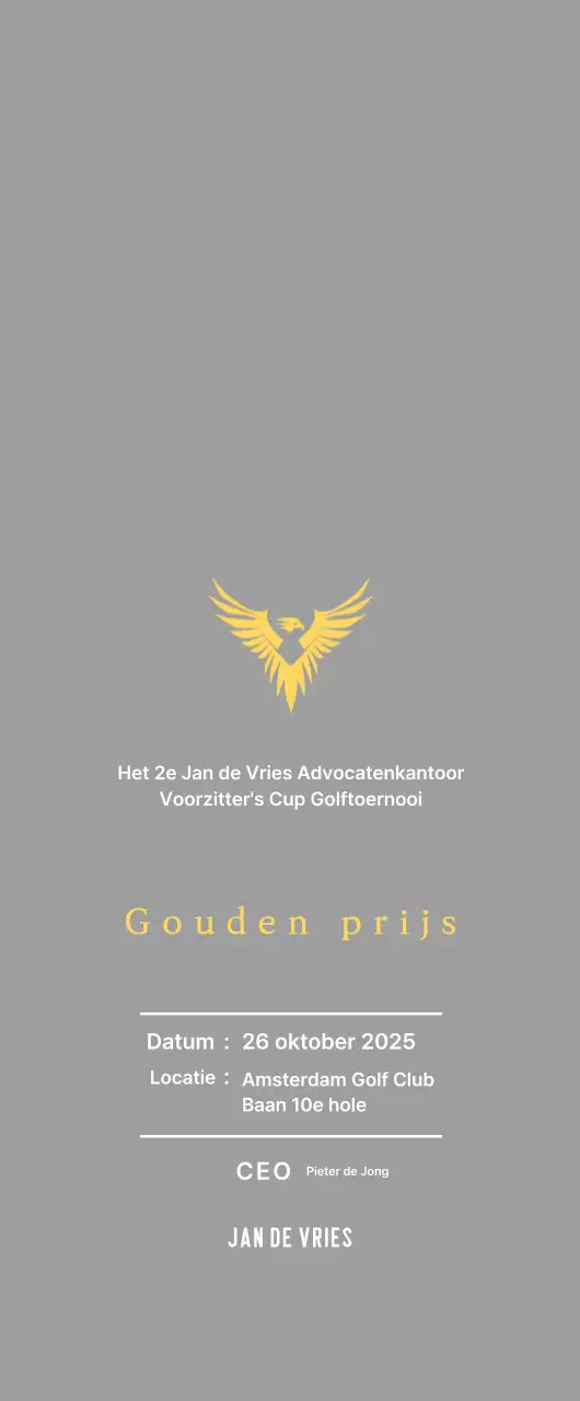 Nette golftoernooi plaquette met een adelaar