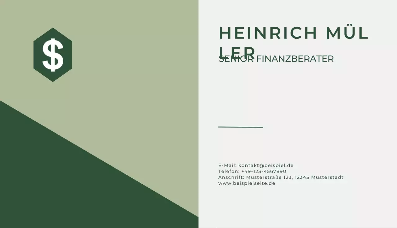 grüne moderne Finanz-Visitenkarte