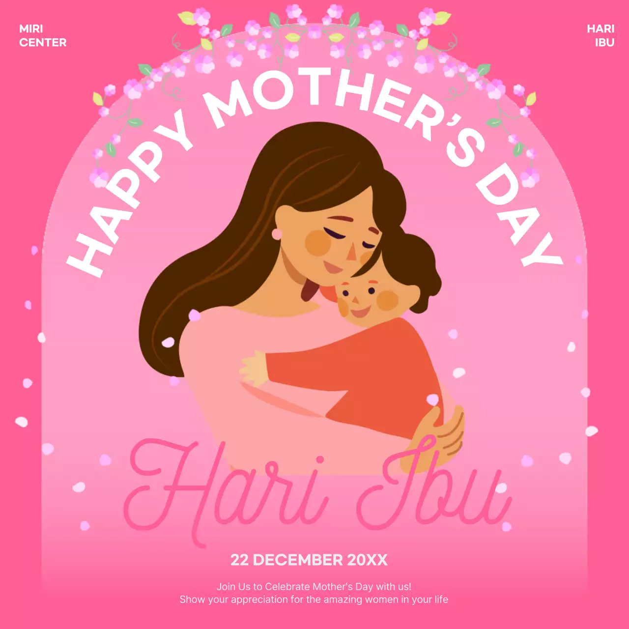 Pink Simple Mother's Day Announcement Social Media Post
