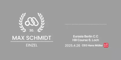 Hübsche Golftrophäe mit Lorbeerblatt und Firmenlogo