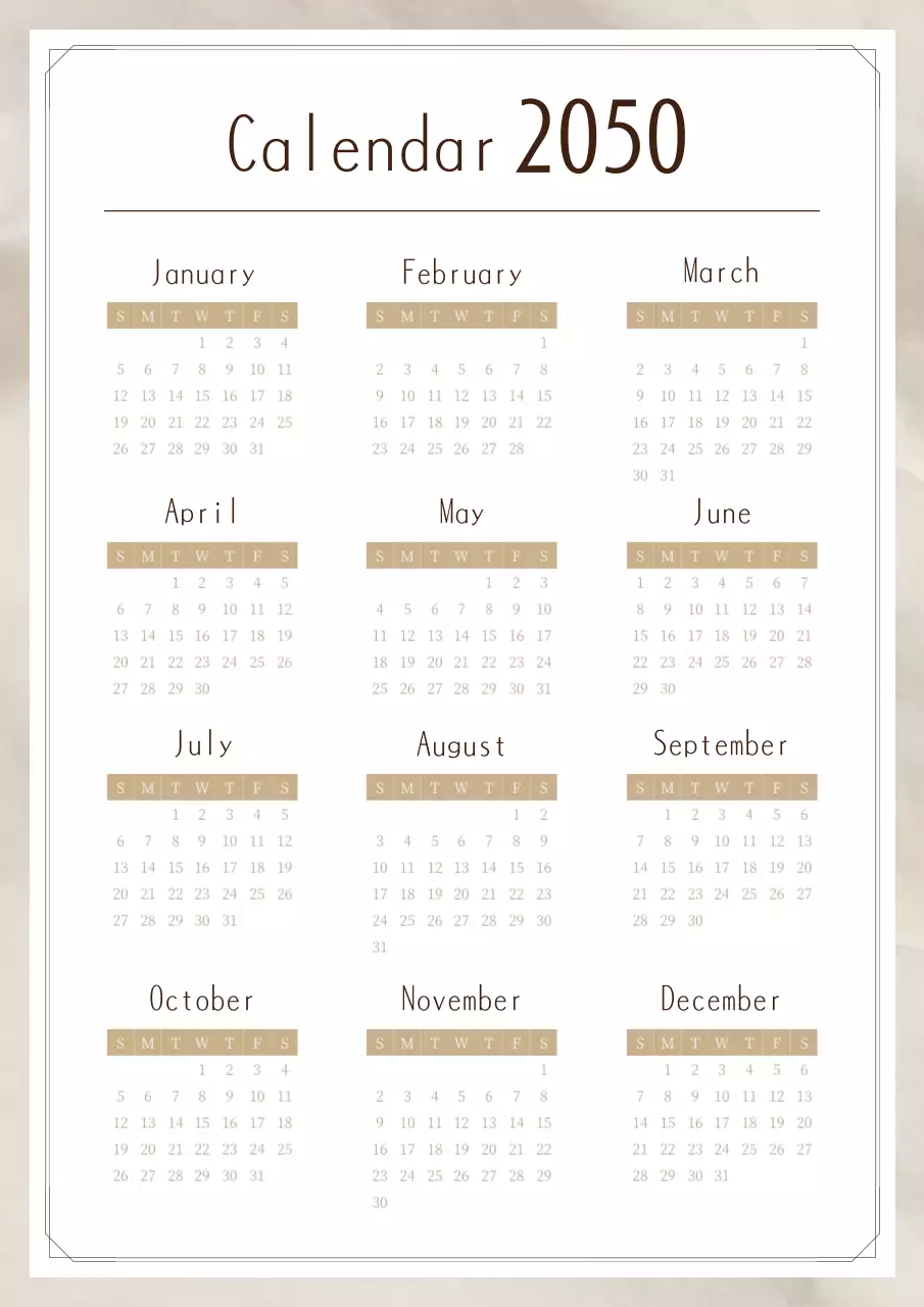 ベージュ シンプル カレンダー 予定表 ポスター