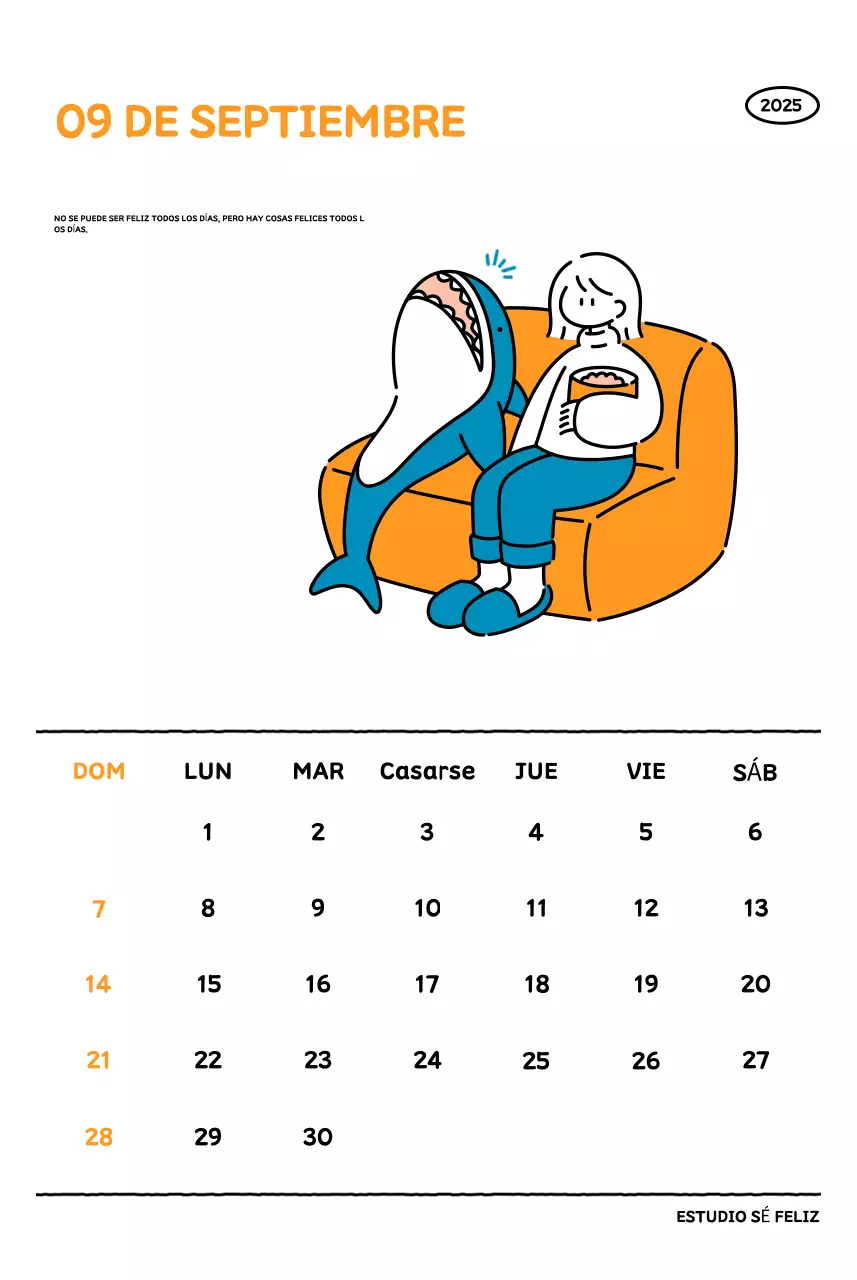 Calendario ilustrado con un bonito estilo de líneas