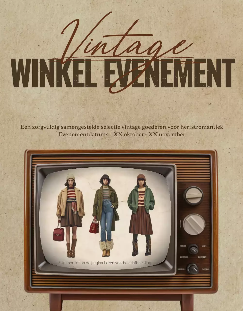 De verkoop van bruine, vintage mode promoten