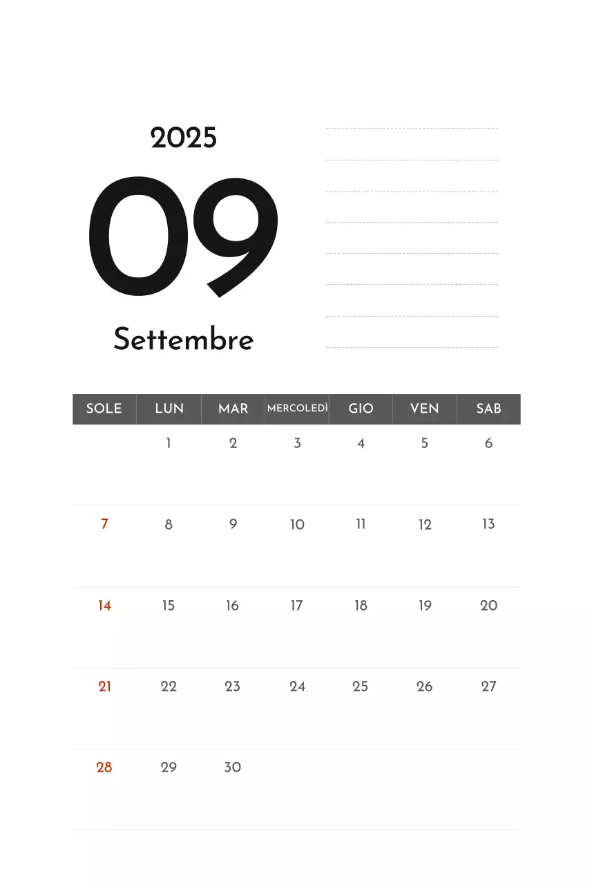 Calendario aziendale semplice grigio