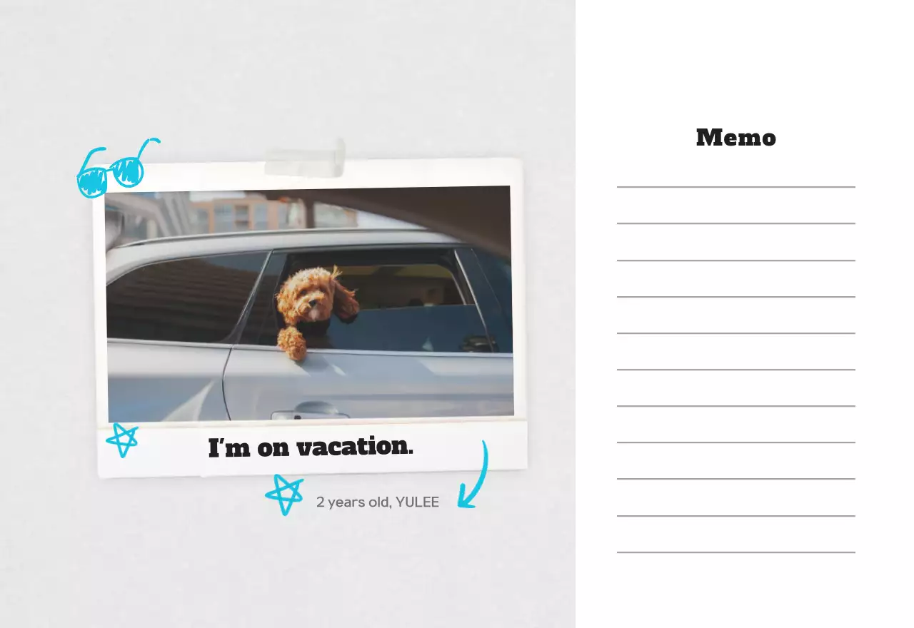 白のすっきりとしたペットフォトカレンダー