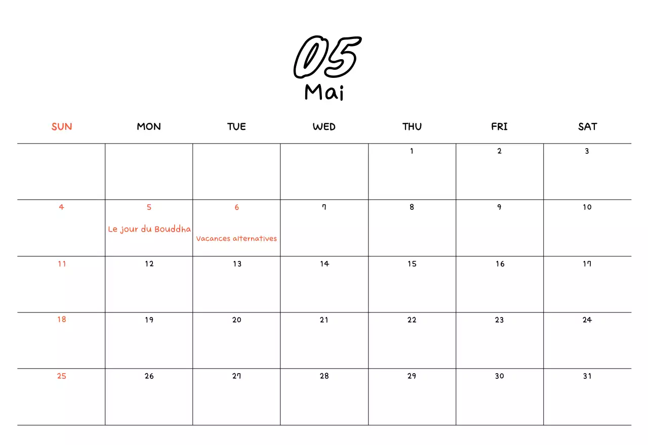 Calendrier jaune du Nouvel An