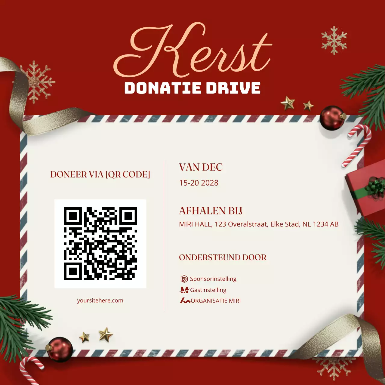 rode traditionele liefdadigheidsaankondiging