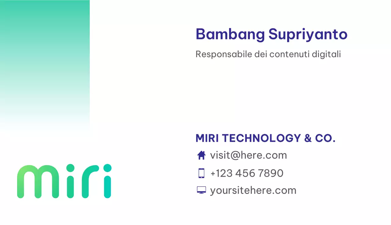 biglietto da visita moderno verde acqua