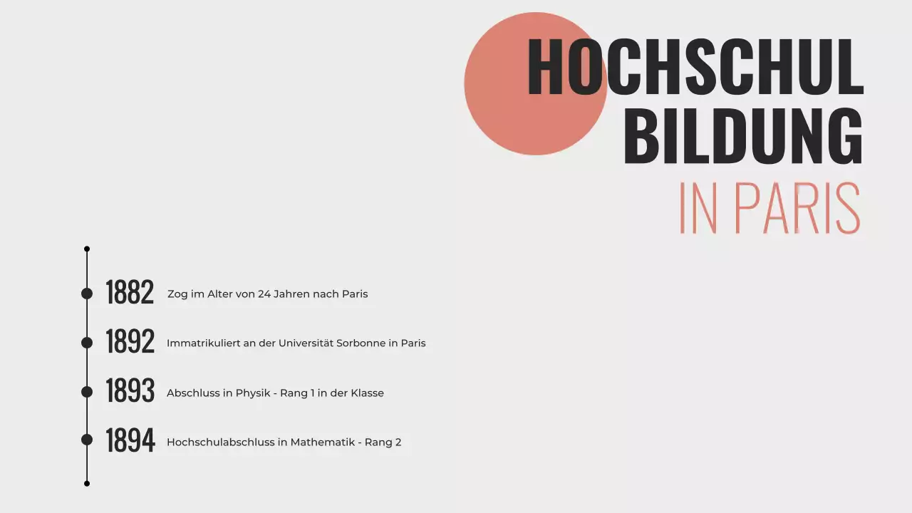 Erkundung des Lebens von Marie Curie Minimalistische Präsentation