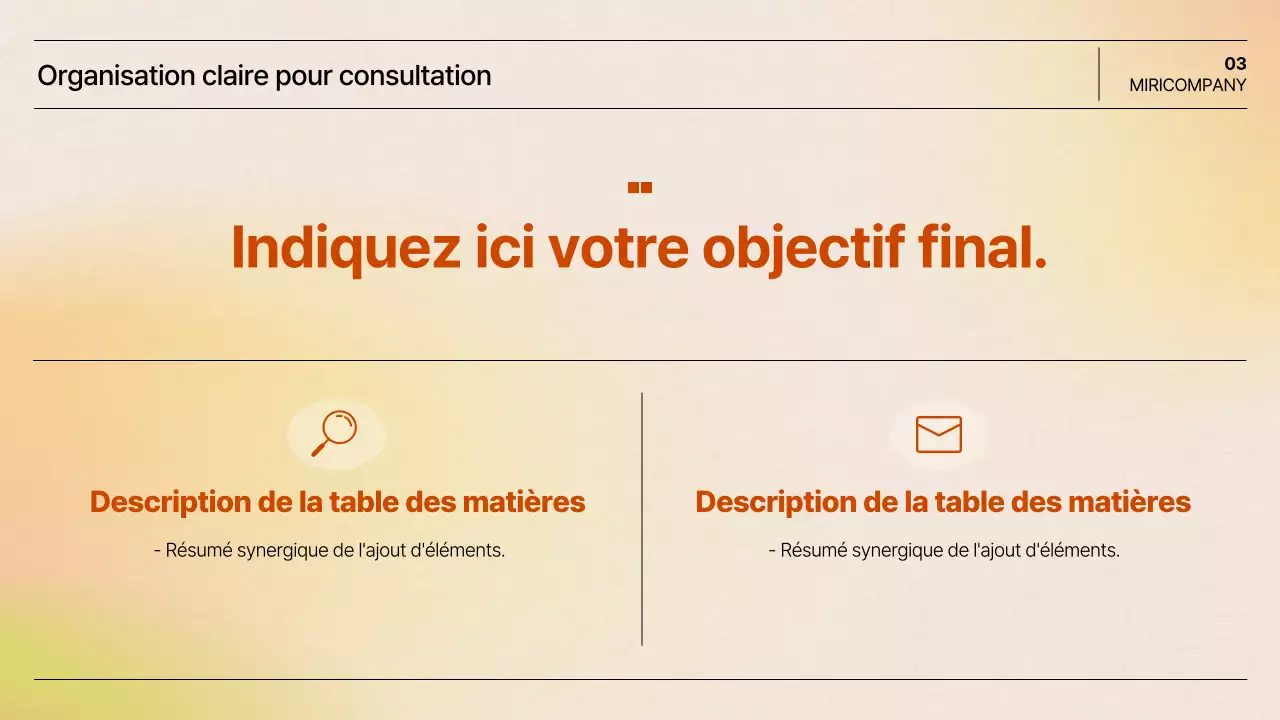 Documentation sur la présentation simple d'Orange