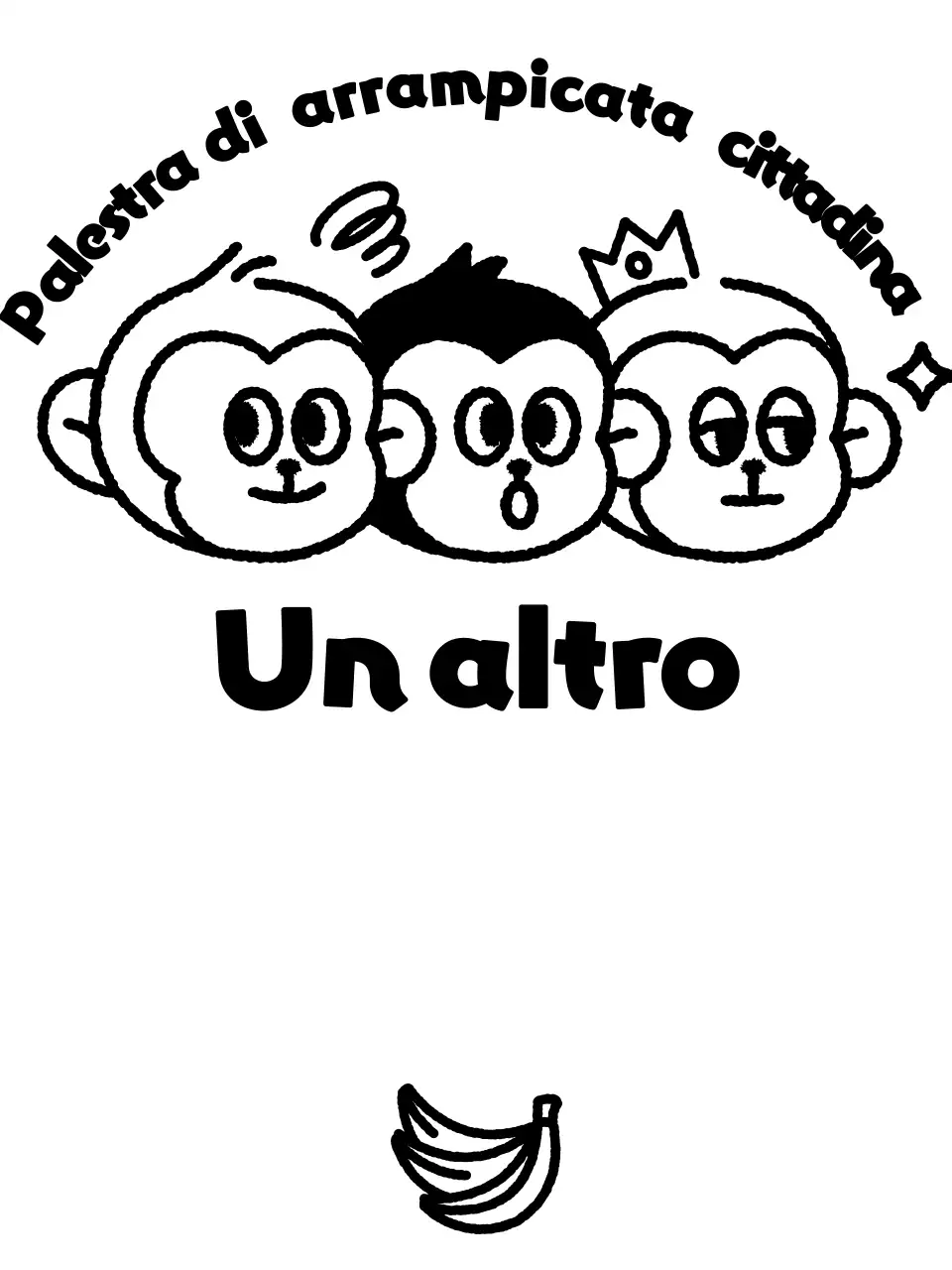 Logo sportivo semplice con illustrazione di tre simpatiche scimmie