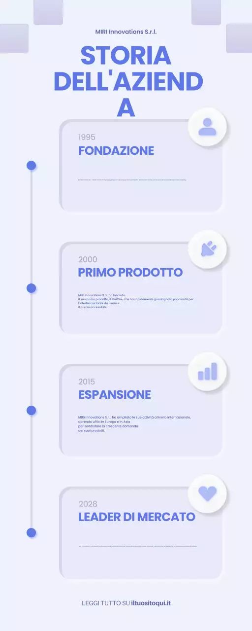 informazioni sulla storia dell'azienda blue modern