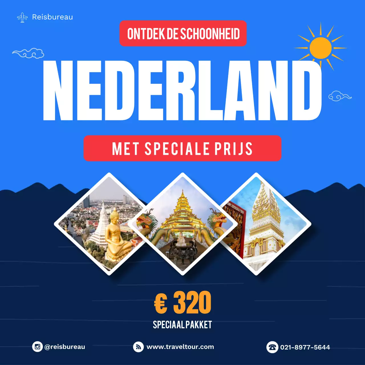 blauwe moderne reis promotie