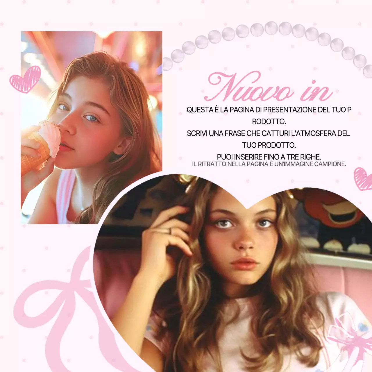 Una pubblicità del marchio rosa e adorabile