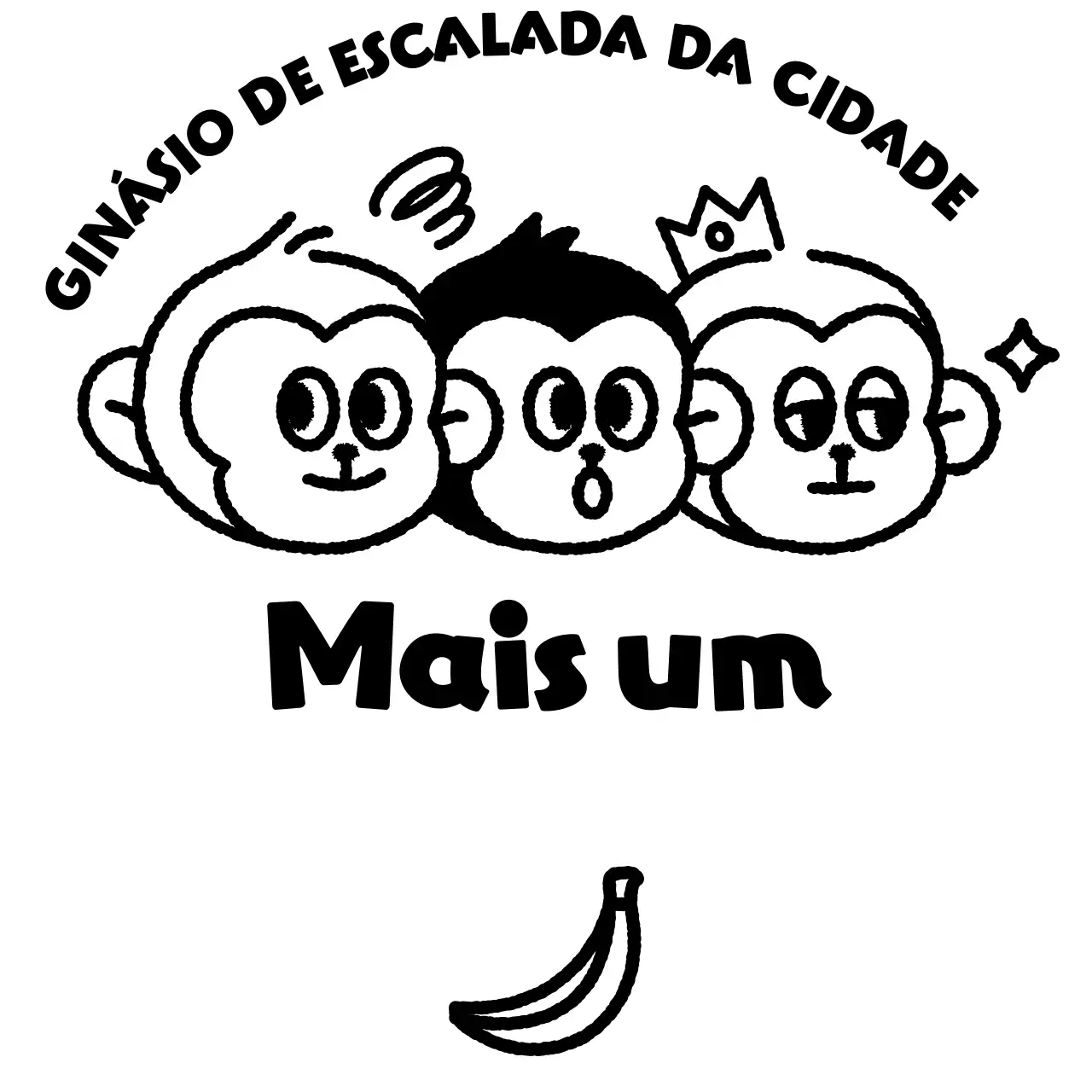 Logótipo desportivo simples com ilustração de três macacos engraçados