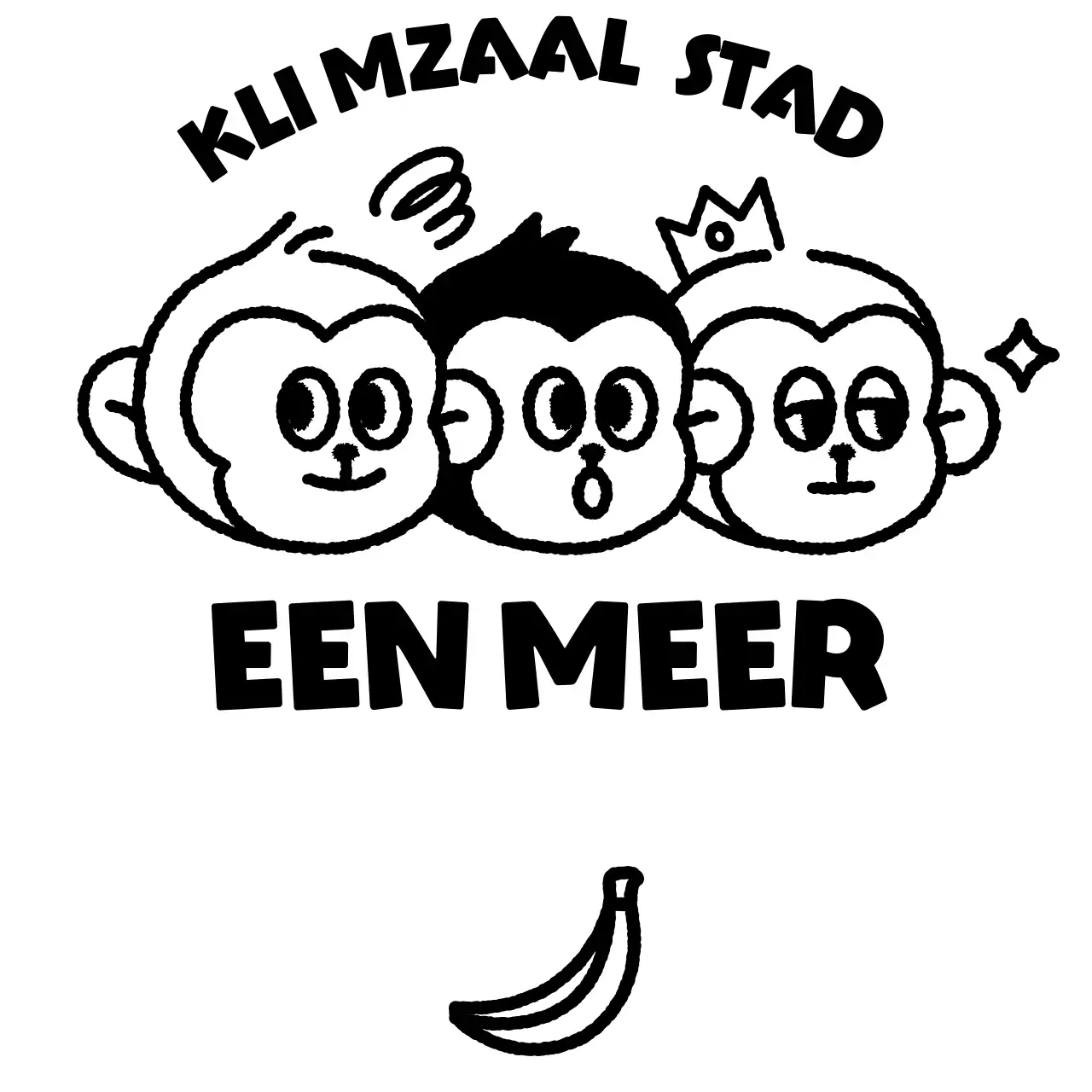 Eenvoudig sportlogo met illustratie van drie schattige aapjes