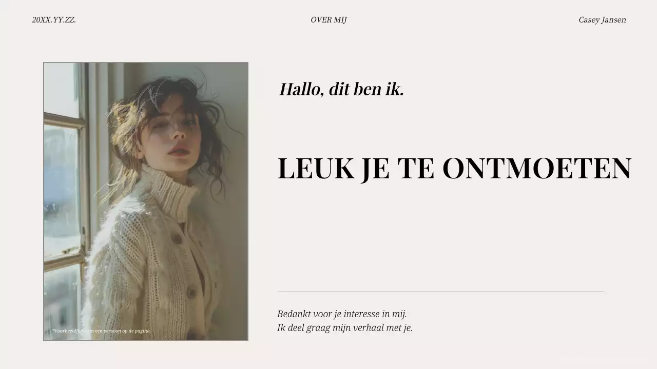 beige moderne zelfintroductie pitch