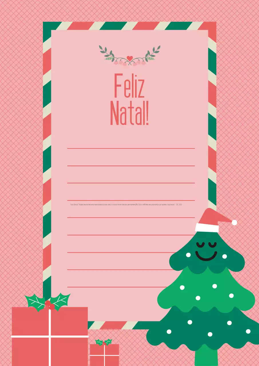 Cartão de Natal cor-de-rosa e acolhedor