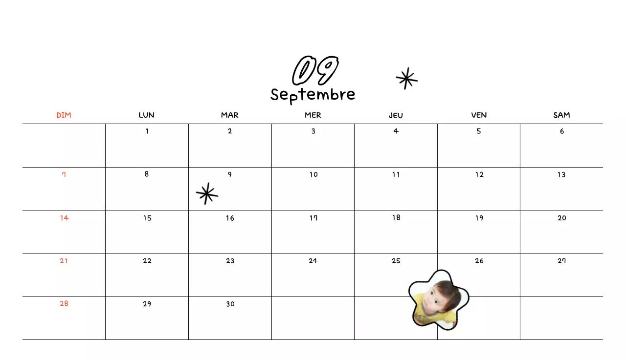 Calendrier photo jaune mignon