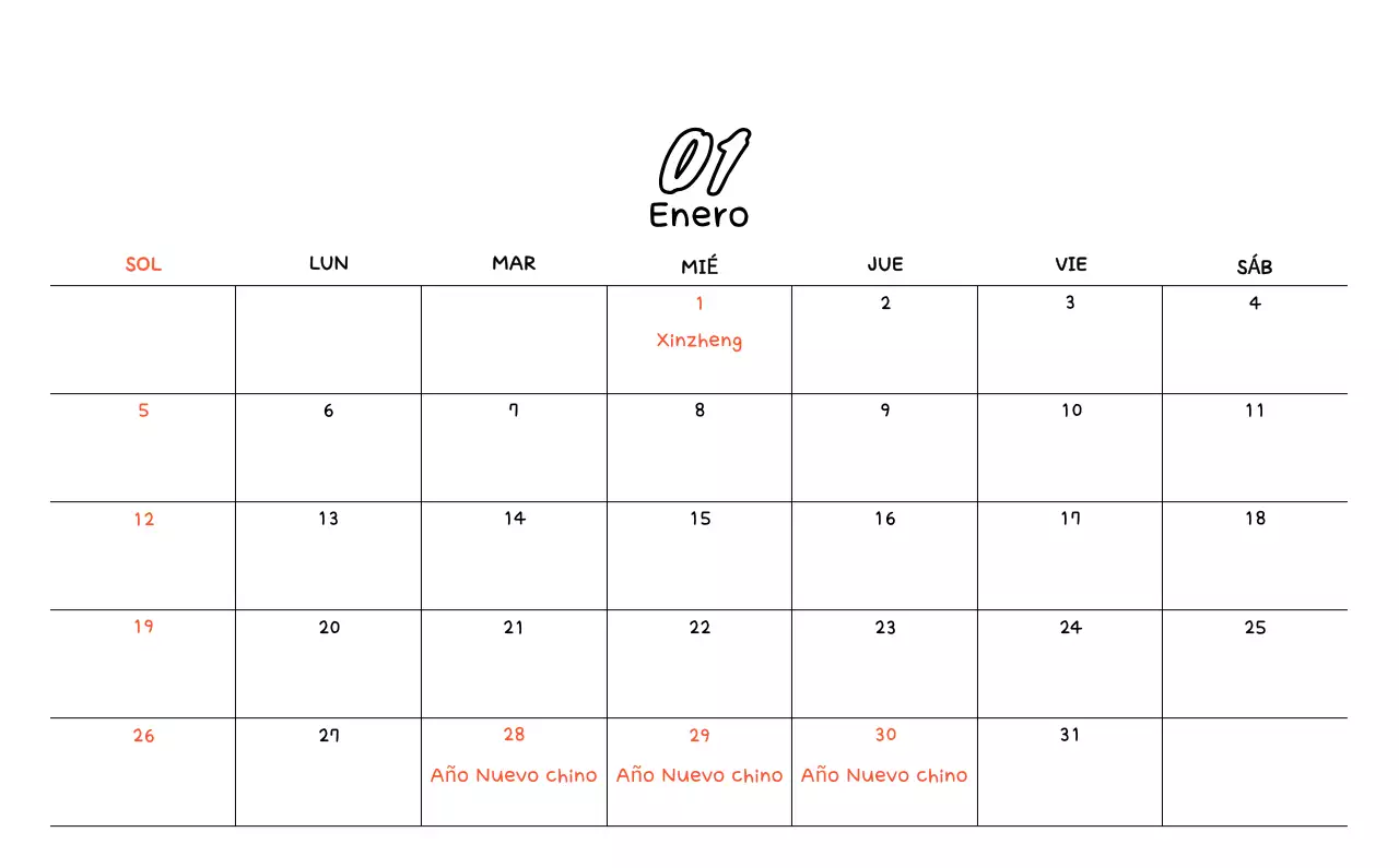 Bonito calendario con dibujos