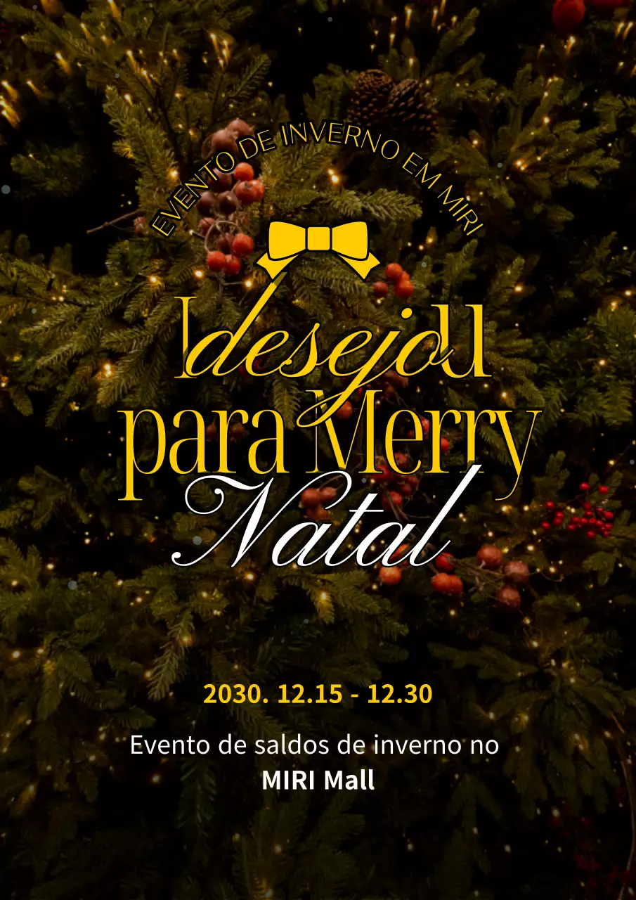 Um simples anúncio de vendas de Natal a amarelo e branco para produtos de inverno