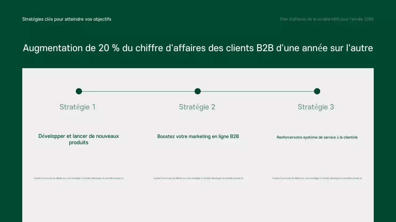 Un plan d'affaires propre, vert et gris pour l'année à venir