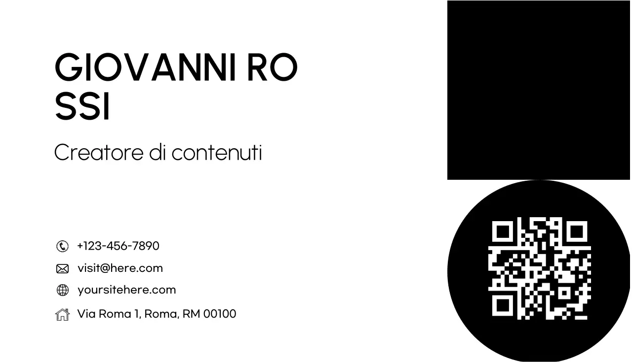 biglietto da visita minimalista nero