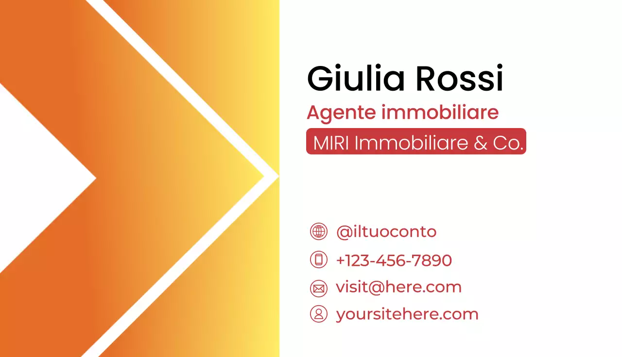 biglietto da visita moderno arancione per il settore immobiliare