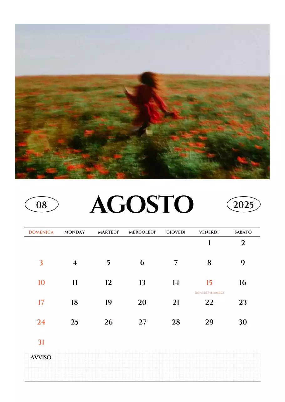 Calendario fotografico semplice
