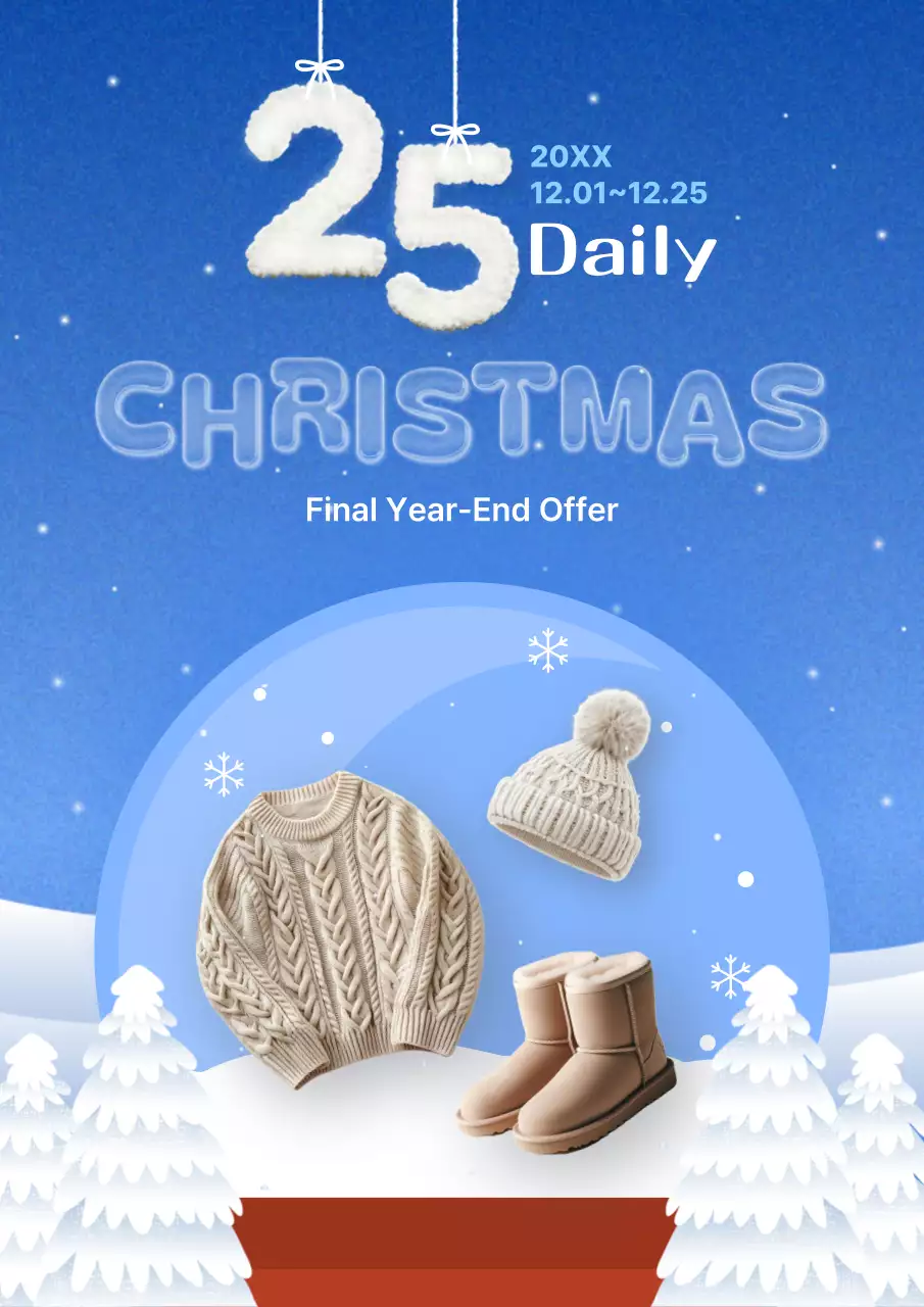 Poster quảng cáo Giáng sinh lễ hội màu xanh