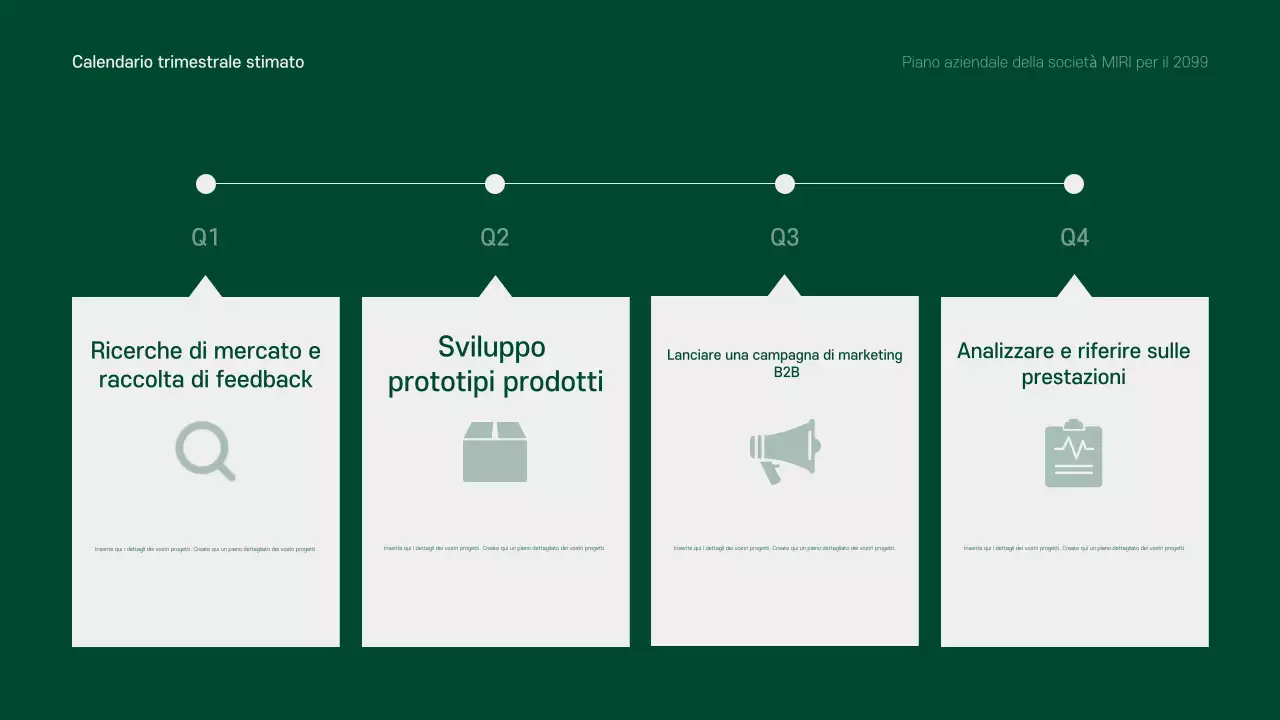Un piano aziendale pulito, verde e grigio per il prossimo anno