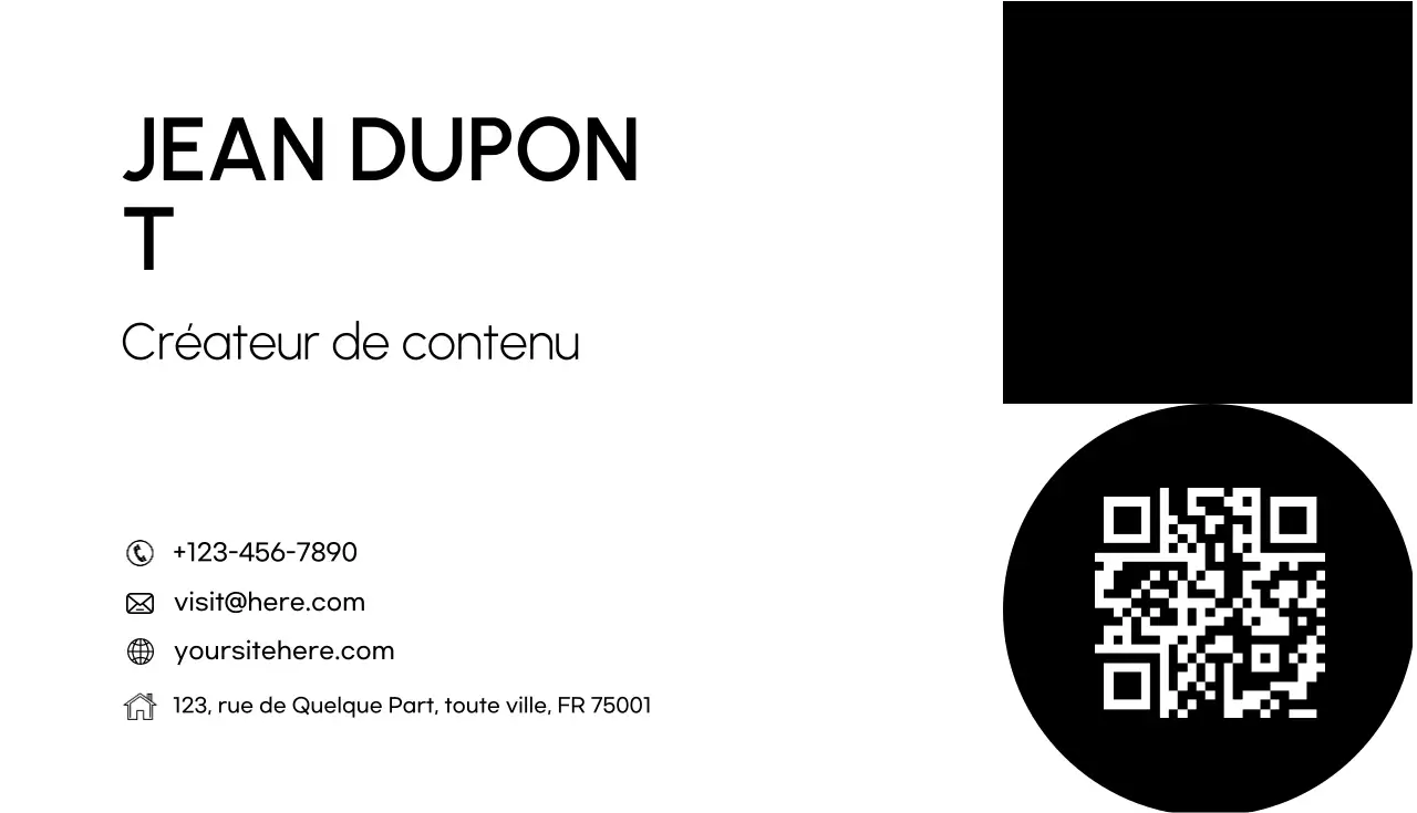 carte de visite minimaliste noire