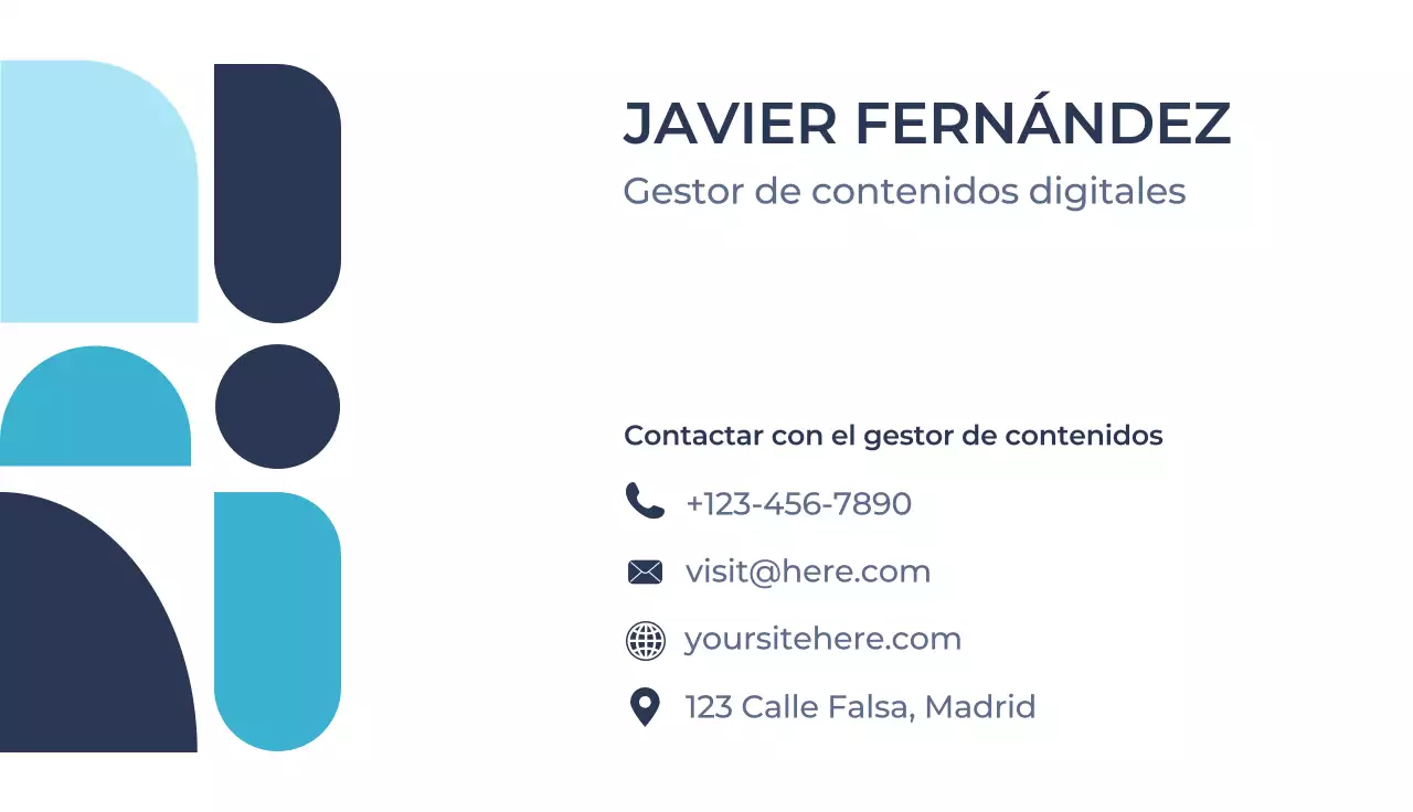 tarjeta de visita moderna azul