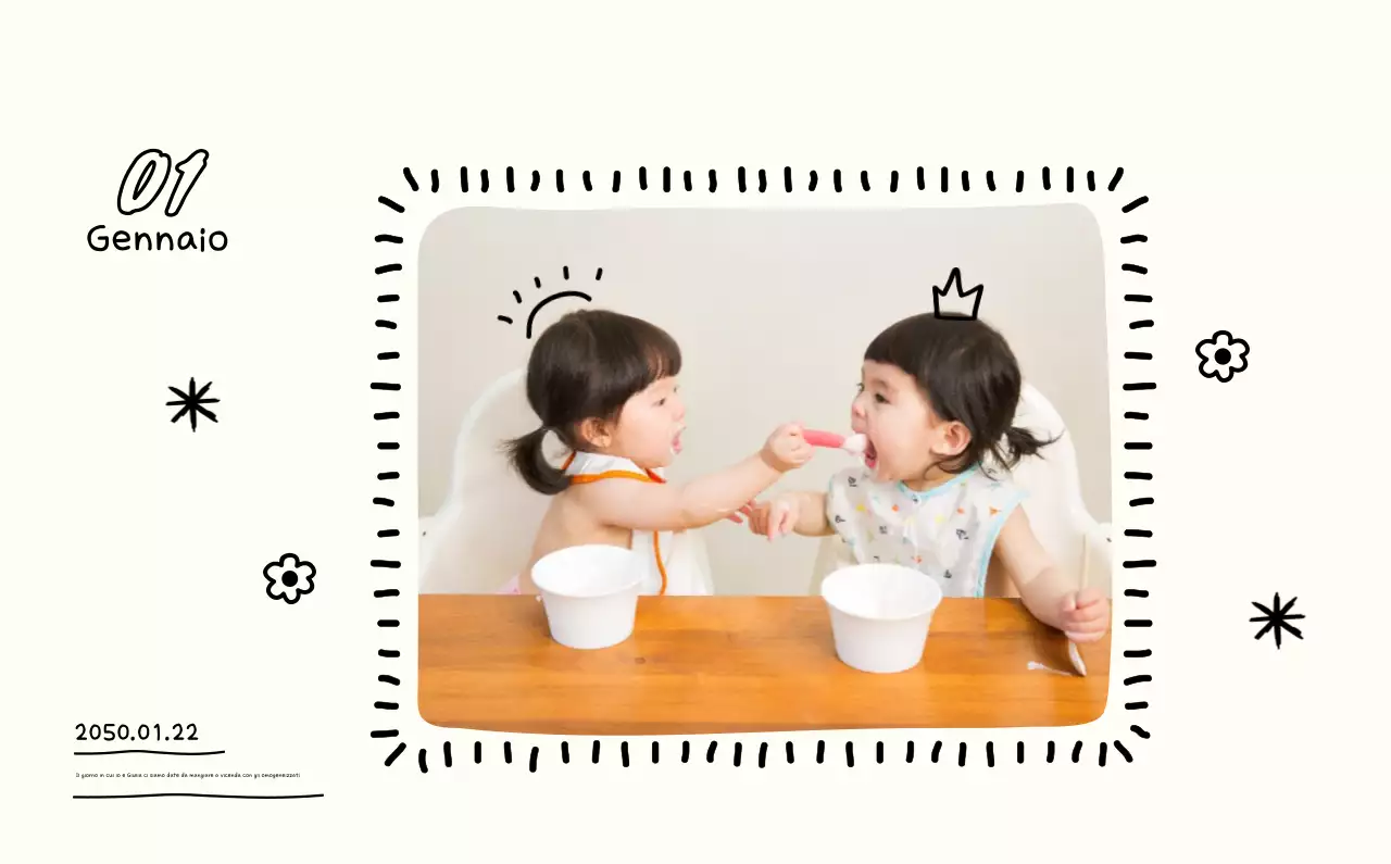 Calendario fotografico con disegno carino