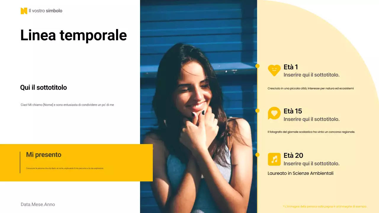 layout giallo di base per l'autopresentazione