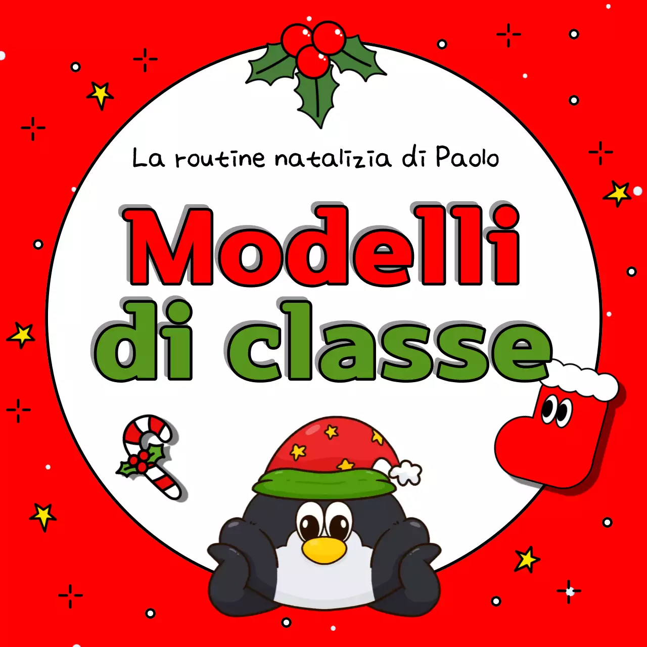 Pubblicizzate il vostro evento natalizio in rosso e verde con questo simpatico annuncio natalizio.