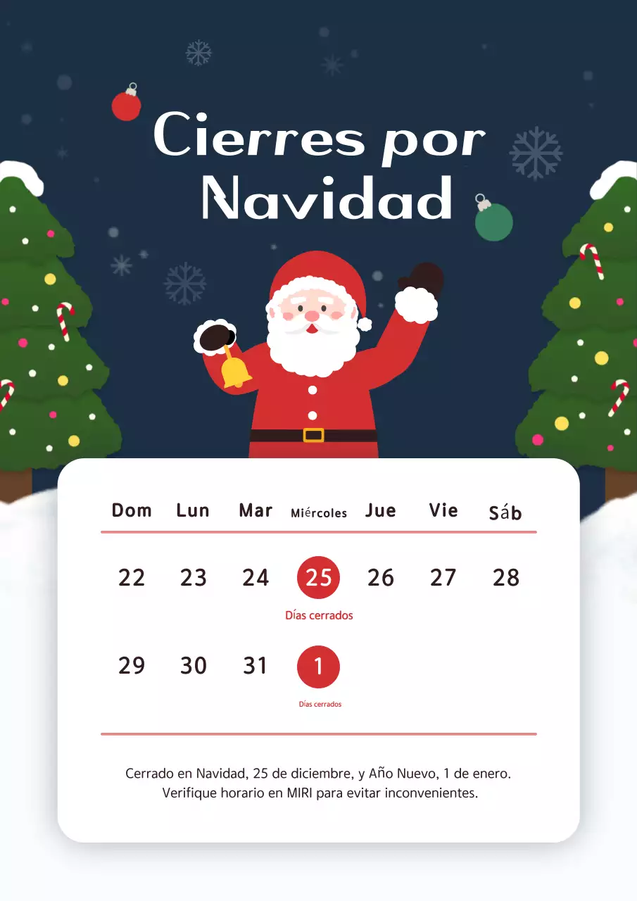 Aviso de cierre de vacaciones simple azul marino