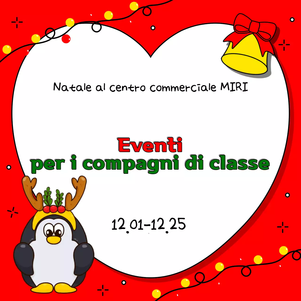 Pubblicizzate il vostro evento natalizio in rosso e verde con questo simpatico annuncio natalizio.