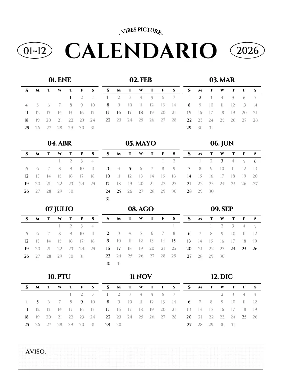 Calendario de pared de estilo sencillo con concepto de fotografía de viajes emocional en blanco y negro