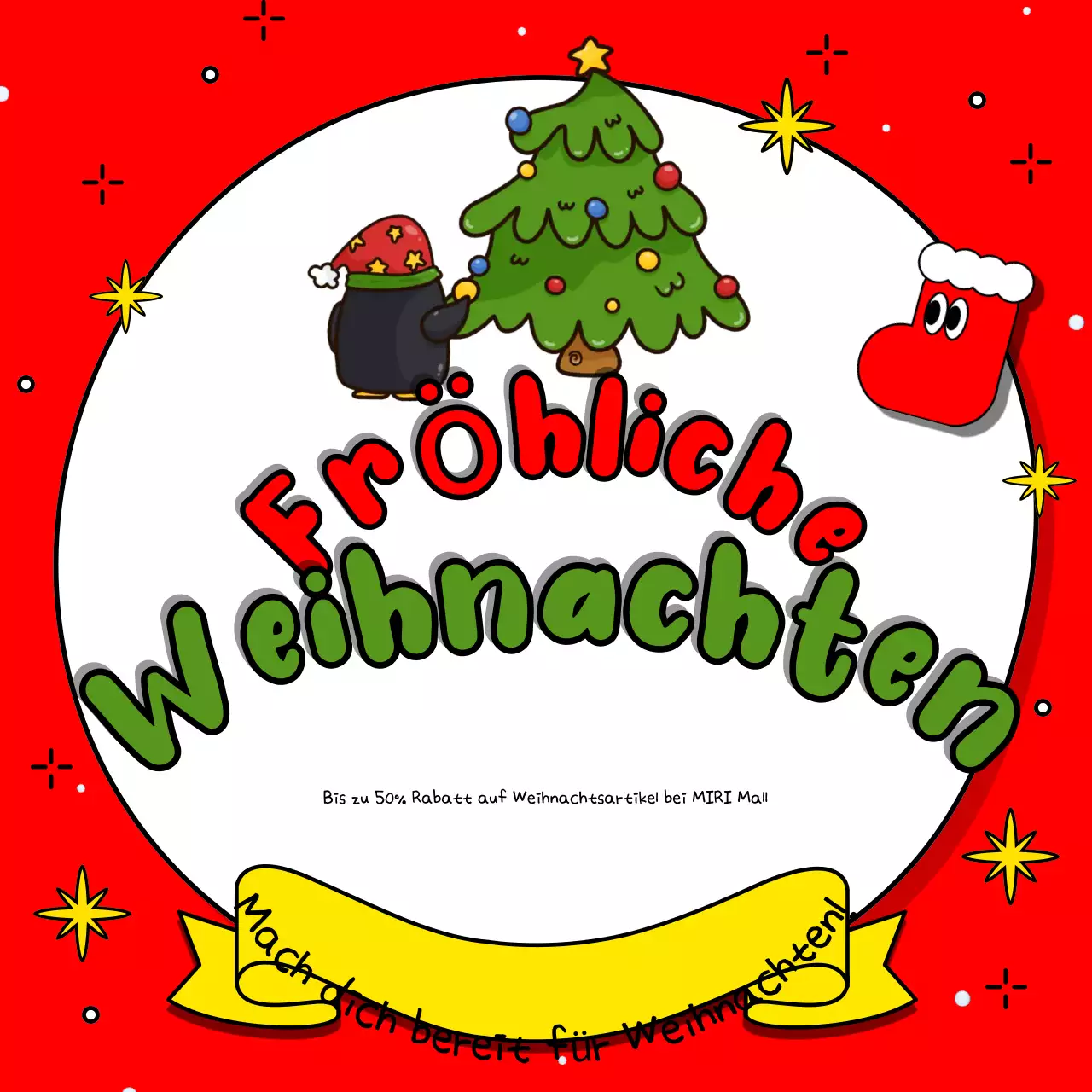 Werben Sie für Ihre Weihnachtsveranstaltung in Rot und Grün mit dieser niedlichen Weihnachtsanzeige