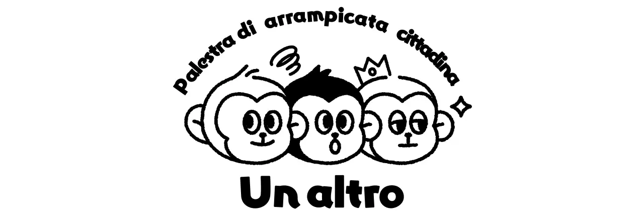 Logo sportivo semplice con illustrazione di tre simpatiche scimmie