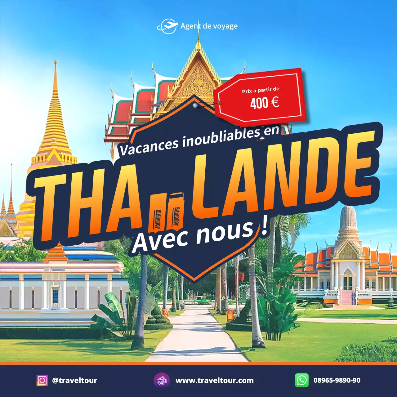 promotion des voyages en bleu moderne