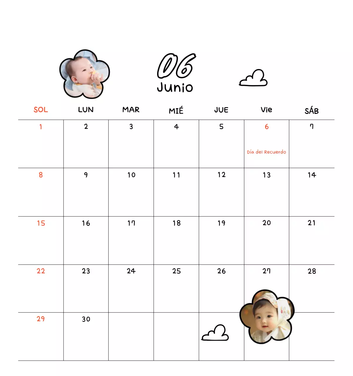 Bonito calendario con fotos de Año Nuevo