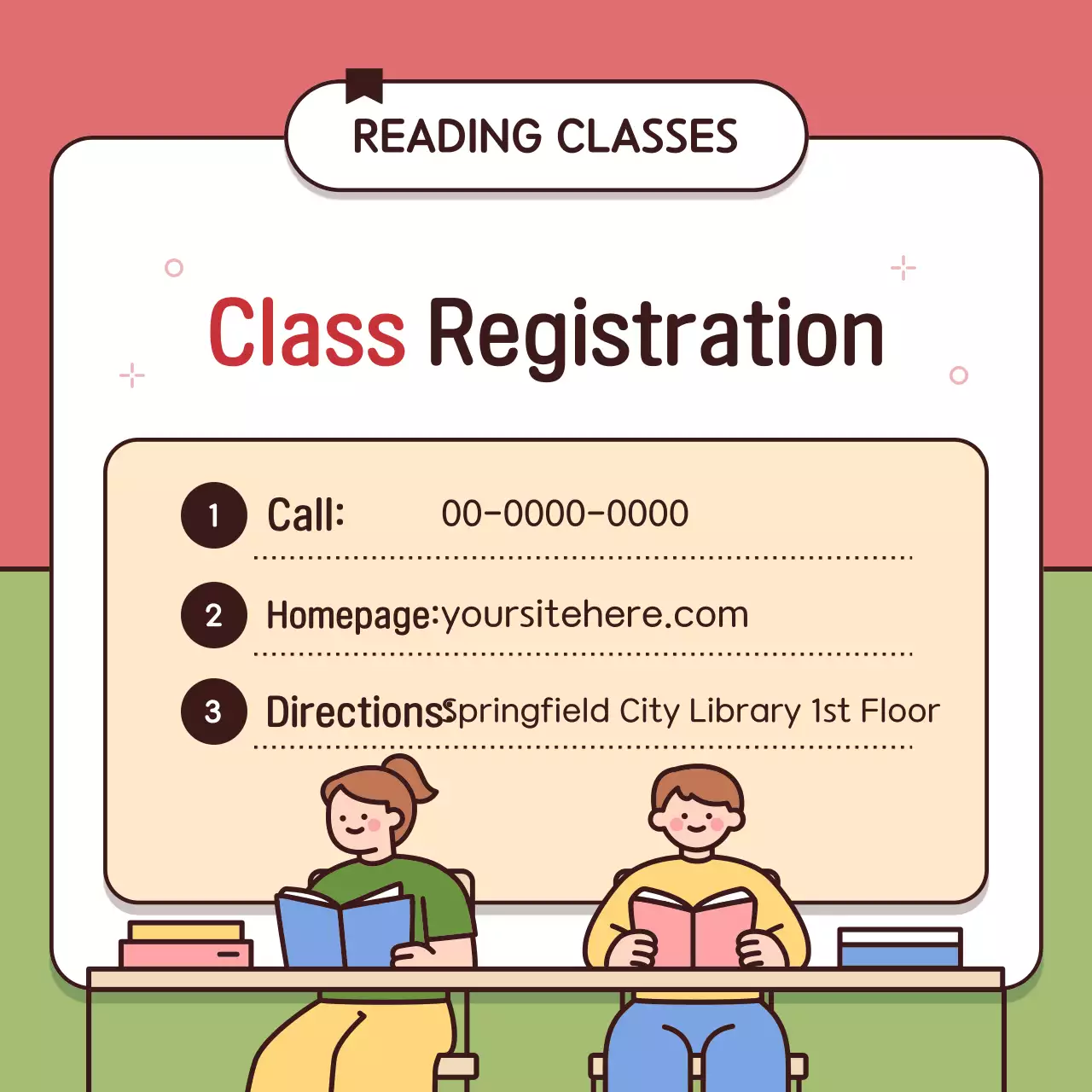 Red Simple Library Event Instagram Carousel