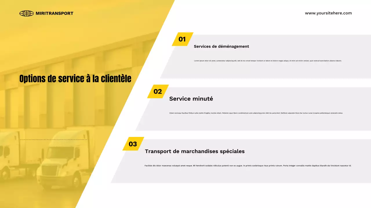 présentation des transports modernes en jaune