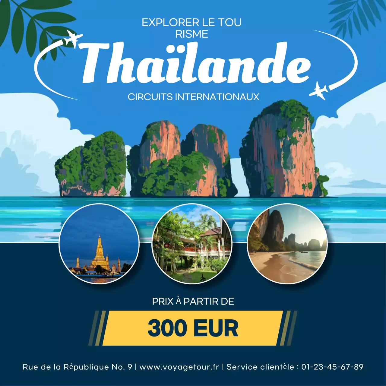 promotion des voyages en bleu moderne